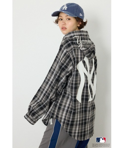 RODEO CROWNS WIDE BOWL（ロデオクラウンズワイドボウル）の「(MLB)フードチェックシャツ（シャツ/ブラウス・レディース・ブラック系その他/ブラウン系その他/ブルー系その他・FREE）」の5枚目の写真