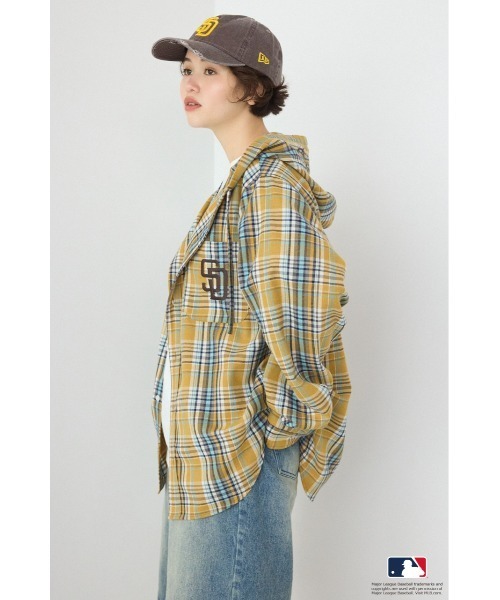 RODEO CROWNS WIDE BOWL（ロデオクラウンズワイドボウル）の「(MLB)フードチェックシャツ（シャツ/ブラウス・レディース・ブラック系その他/ブラウン系その他/ブルー系その他・FREE）」の11枚目の写真