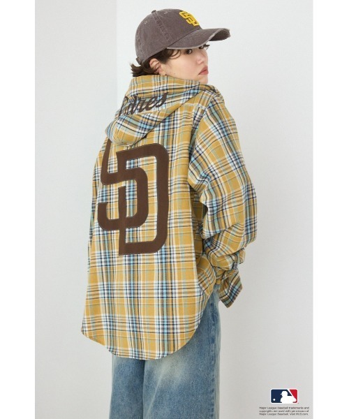 RODEO CROWNS WIDE BOWL（ロデオクラウンズワイドボウル）の「(MLB)フードチェックシャツ（シャツ/ブラウス・レディース・ブラック系その他/ブラウン系その他/ブルー系その他・FREE）」の12枚目の写真