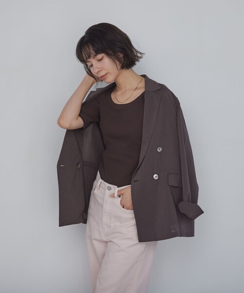 green label relaxing(グリーンレーベルリラクシング)の「カップデザインネックTシャツ / カップインナー(Tシャツ/カットソー・レディース・ブラック/ダークブラウン/オフホワイト・S/M)」の11枚目の写真