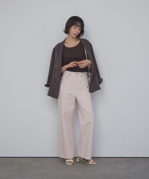 green label relaxing(グリーンレーベルリラクシング)の「カップデザインネックTシャツ / カップインナー(Tシャツ/カットソー・レディース・ブラック/ダークブラウン/オフホワイト・S/M)」の13枚目の写真