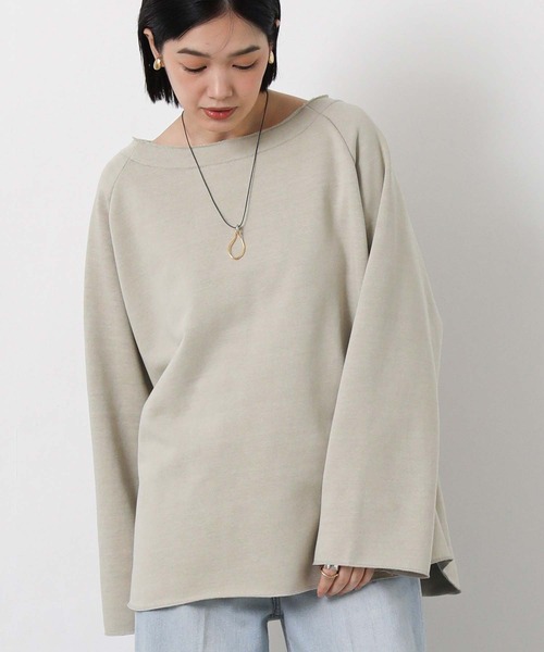 Gready Brilliant（グレディブリリアン）の「ピグメントボートネックカットソー（Tシャツ/カットソー・レディース・ベージュ/チャコールグレー・38）」の19枚目の写真