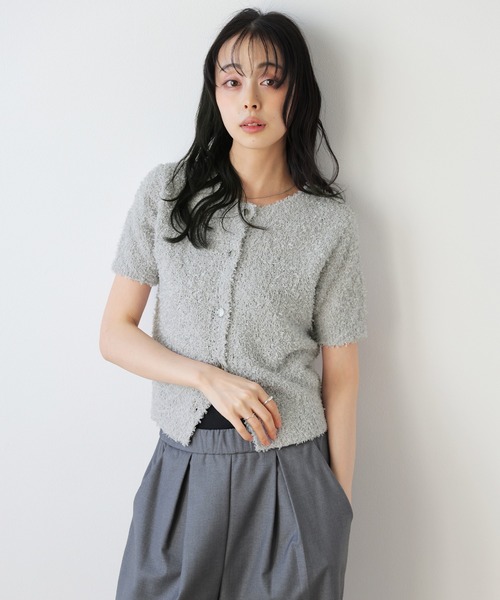 La-gemme(ラジェム)の「2WAYショートニットカーディガン(カーディガン/ボレロ・レディース・アイボリー/ブラック/アイボリー系/グレー・フリー)」の8枚目の写真