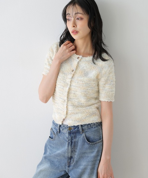 La-gemme(ラジェム)の「2WAYショートニットカーディガン(カーディガン/ボレロ・レディース・アイボリー/ブラック/アイボリー系/グレー・フリー)」の14枚目の写真