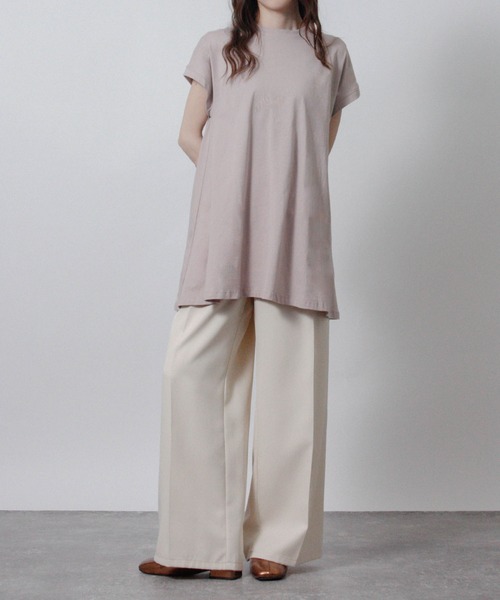 NYLAUS（ナイラス）の「【SG】接触冷感 フレアチュニック ノースリーブ（Tシャツ/カットソー・レディース・ブルー/オフホワイト/チャコール/ブラック/グレイッシュベージュ・M）」の21枚目の写真
