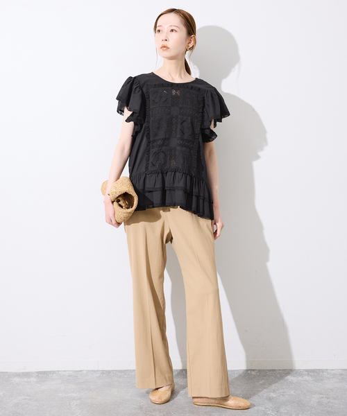 crinkle crinkle crinkle（クリンクルクリンクルクリンクル）の「crinkle crinkle crinkle SLOBE別注 front tapestry 2way blouse（シャツ/ブラウス・レディース・ブラック/ホワイト・FREE）」の5枚目の写真