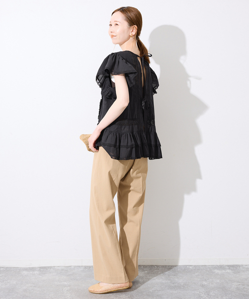 crinkle crinkle crinkle（クリンクルクリンクルクリンクル）の「crinkle crinkle crinkle SLOBE別注 front tapestry 2way blouse（シャツ/ブラウス・レディース・ブラック/ホワイト・FREE）」の7枚目の写真
