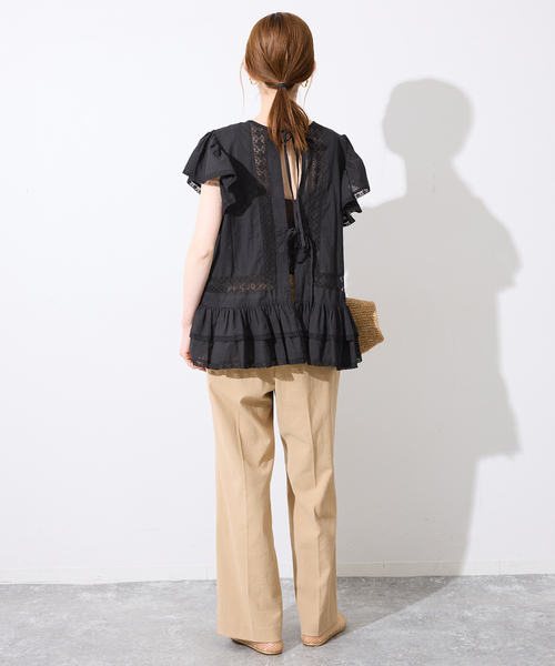 crinkle crinkle crinkle（クリンクルクリンクルクリンクル）の「crinkle crinkle crinkle SLOBE別注 front tapestry 2way blouse（シャツ/ブラウス・レディース・ブラック/ホワイト・FREE）」の8枚目の写真
