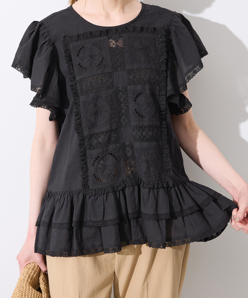 crinkle crinkle crinkle SLOBE別注 front tapestry 2way blouse