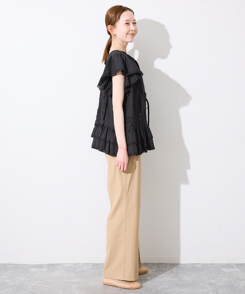 crinkle crinkle crinkle（クリンクルクリンクルクリンクル）の「crinkle crinkle crinkle SLOBE別注 front tapestry 2way blouse（シャツ/ブラウス・レディース・ブラック/ホワイト・FREE）」の14枚目の写真