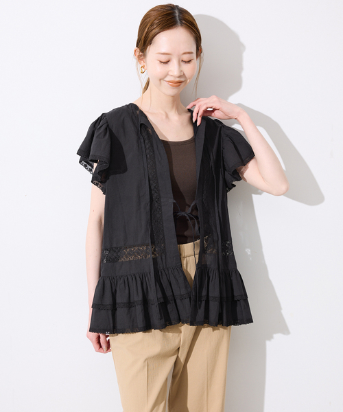 crinkle crinkle crinkle（クリンクルクリンクルクリンクル）の「crinkle crinkle crinkle SLOBE別注 front tapestry 2way blouse（シャツ/ブラウス・レディース・ブラック/ホワイト・FREE）」の16枚目の写真