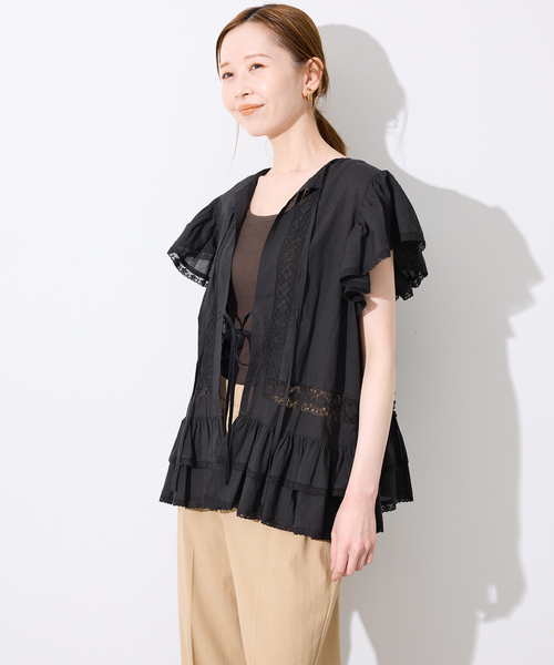 crinkle crinkle crinkle（クリンクルクリンクルクリンクル）の「crinkle crinkle crinkle SLOBE別注 front tapestry 2way blouse（シャツ/ブラウス・レディース・ブラック/ホワイト・FREE）」の17枚目の写真