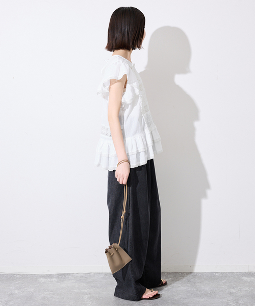 crinkle crinkle crinkle（クリンクルクリンクルクリンクル）の「crinkle crinkle crinkle SLOBE別注 front tapestry 2way blouse 【手洗い可能】（シャツ/ブラウス・レディース・ブラック/ホワイト・FREE）」の21枚目の写真