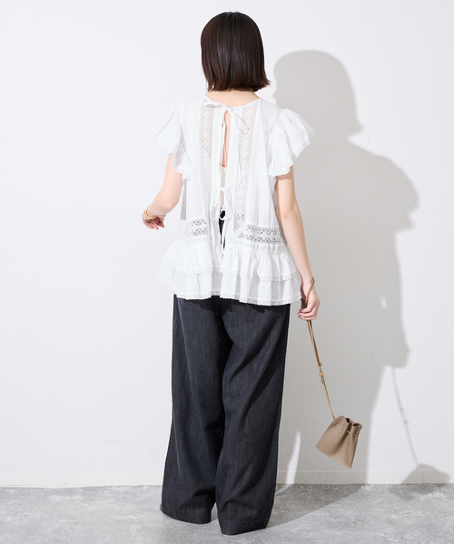 crinkle crinkle crinkle（クリンクルクリンクルクリンクル）の「crinkle crinkle crinkle SLOBE別注 front tapestry 2way blouse 【手洗い可能】（シャツ/ブラウス・レディース・ブラック/ホワイト・FREE）」の22枚目の写真