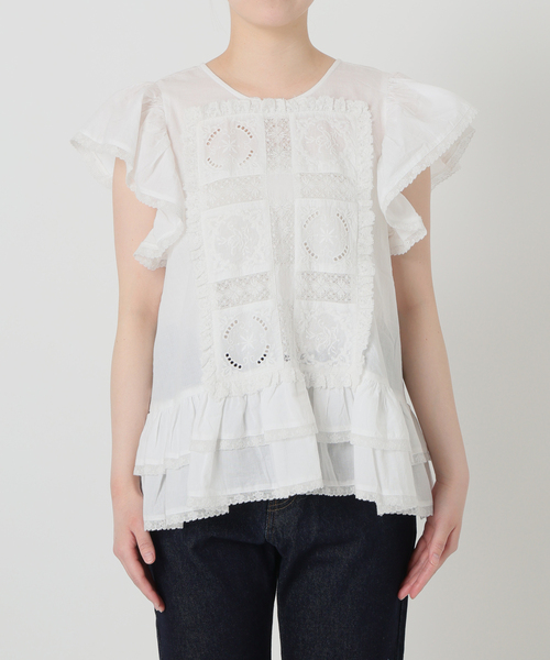 crinkle crinkle crinkle（クリンクルクリンクルクリンクル）の「crinkle crinkle crinkle SLOBE別注 front tapestry 2way blouse 【手洗い可能】（シャツ/ブラウス・レディース・ブラック/ホワイト・FREE）」の15枚目の写真