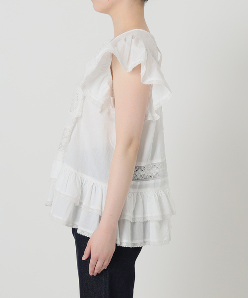 crinkle crinkle crinkle（クリンクルクリンクルクリンクル）の「crinkle crinkle crinkle SLOBE別注 front tapestry 2way blouse 【手洗い可能】（シャツ/ブラウス・レディース・ブラック/ホワイト・FREE）」の16枚目の写真