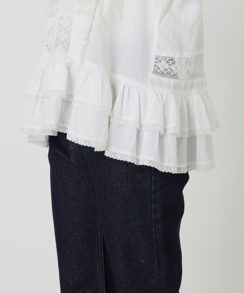 crinkle crinkle crinkle（クリンクルクリンクルクリンクル）の「crinkle crinkle crinkle SLOBE別注 front tapestry 2way blouse 【手洗い可能】（シャツ/ブラウス・レディース・ブラック/ホワイト・FREE）」の8枚目の写真