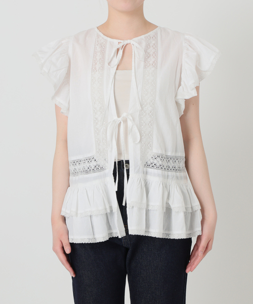 crinkle crinkle crinkle（クリンクルクリンクルクリンクル）の「crinkle crinkle crinkle SLOBE別注 front tapestry 2way blouse 【手洗い可能】（シャツ/ブラウス・レディース・ブラック/ホワイト・FREE）」の10枚目の写真