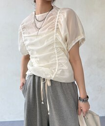 【WEB限定】キュプラ混シャーリングブラウス