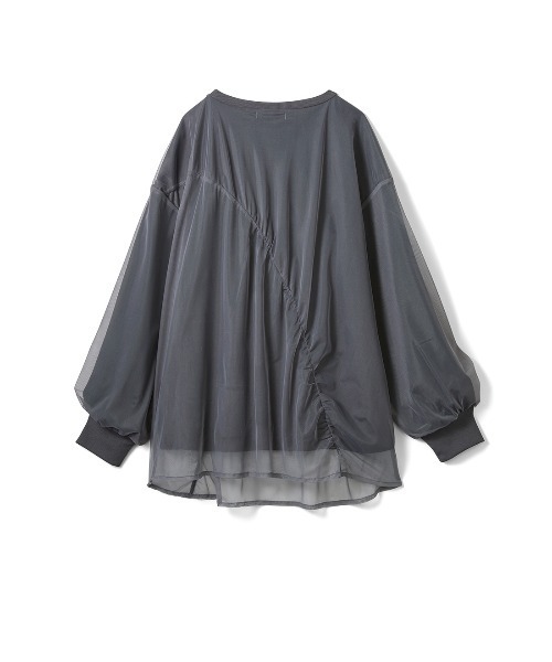 IEDIT(イディット)の「IEDIT 華やかモードに着映えする チュールを重ねたドッキングブラウス(Tシャツ/カットソー・レディース・ライトベージュ/ライトグレー・LL/3L/L/M/S)」の5枚目の写真
