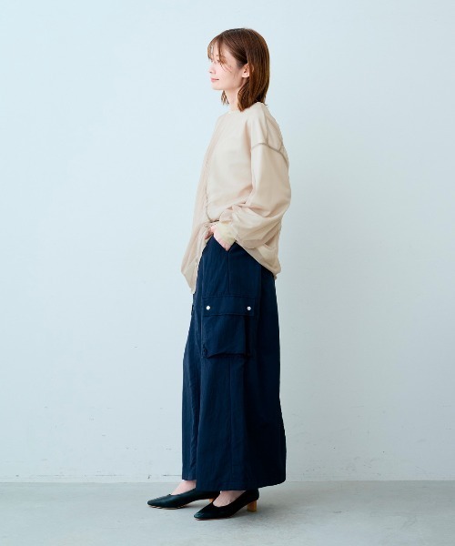 IEDIT(イディット)の「IEDIT 華やかモードに着映えする チュールを重ねたドッキングブラウス(Tシャツ/カットソー・レディース・ライトベージュ/ライトグレー・LL/3L/L/M/S)」の8枚目の写真