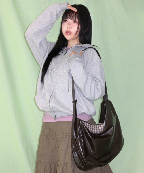 LEATHERY（レザリー）の「[レザリーXアネディン] スターパッチチェックフードジップアップ [MELANGE]（パーカー・レディース・その他・M/XS）」の4枚目の写真