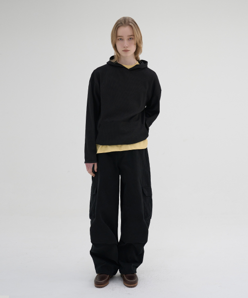 NOUN(ノウン)の「waffle hooded t-shirts (black)(パーカー・メンズ・その他・1)」の2枚目の写真