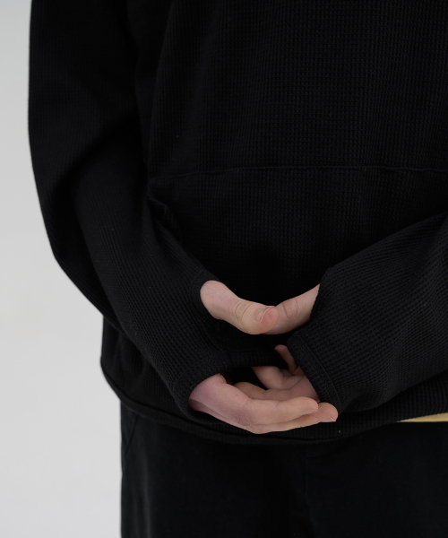 NOUN(ノウン)の「waffle hooded t-shirts (black)(パーカー・メンズ・その他・1)」の4枚目の写真