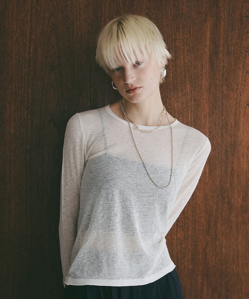 BAYFLOW(ベイフロー)の「【EF(エフ)】シアークループルオーバー(WOMEN)(Tシャツ/カットソー・レディース・ピンク/アイボリー・FREE)」の2枚目の写真