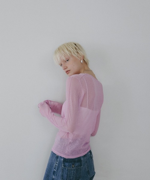 BAYFLOW(ベイフロー)の「【EF(エフ)】シアークループルオーバー(WOMEN)(Tシャツ/カットソー・レディース・ピンク/アイボリー・FREE)」の22枚目の写真