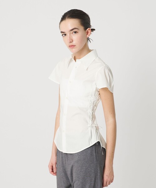 ATTISESSION（アティセッション）の「＜ATTISESSION＞レースアップ ショートスリーブ シャツ（シャツ/ブラウス・レディース・ネイビー/オフホワイト・FREE）」の5枚目の写真