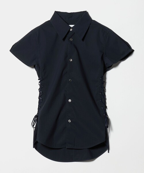 ATTISESSION（アティセッション）の「＜ATTISESSION＞レースアップ ショートスリーブ シャツ（シャツ/ブラウス・レディース・ネイビー/オフホワイト・FREE）」の7枚目の写真