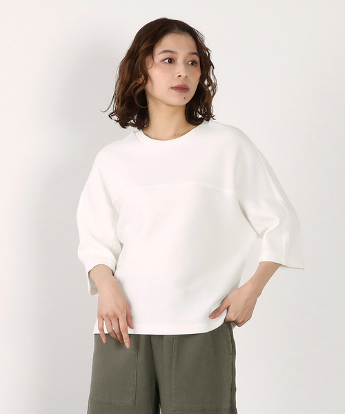 LOGEMENT DE CLAIRE(ロジュモンドクレール)の「切り替え6分袖プルオーバー(Tシャツ/カットソー・レディース・ブラック/オフホワイト/ブルー・FREE)」の2枚目の写真