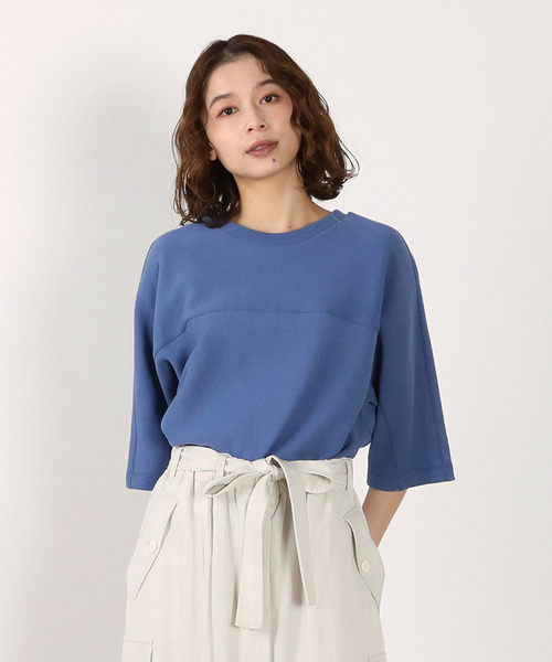 LOGEMENT DE CLAIRE(ロジュモンドクレール)の「切り替え6分袖プルオーバー(Tシャツ/カットソー・レディース・ブラック/オフホワイト/ブルー・FREE)」の3枚目の写真