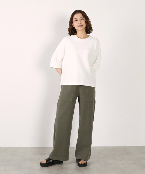 LOGEMENT DE CLAIRE(ロジュモンドクレール)の「切り替え6分袖プルオーバー(Tシャツ/カットソー・レディース・ブラック/オフホワイト/ブルー・FREE)」の4枚目の写真