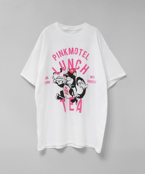 RNA(アールエヌエー)の「M2681 PINKMOTEL クロネコプリントTEE(Tシャツ/カットソー・レディース・杢グレー/ホワイト/ピンク・MEDIUM)」の5枚目の写真
