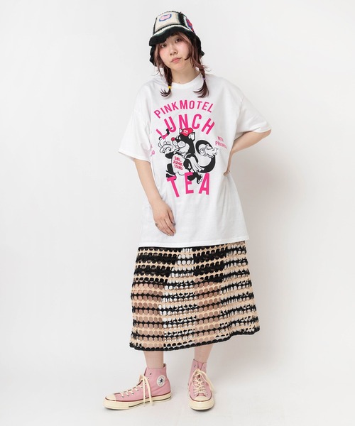 RNA(アールエヌエー)の「M2681 PINKMOTEL クロネコプリントTEE(Tシャツ/カットソー・レディース・杢グレー/ホワイト/ピンク・MEDIUM)」の16枚目の写真