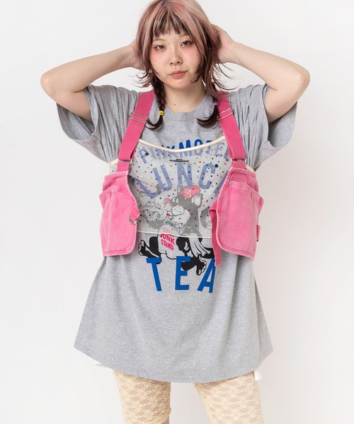 RNA(アールエヌエー)の「M2681 PINKMOTEL クロネコプリントTEE(Tシャツ/カットソー・レディース・杢グレー/ホワイト/ピンク・MEDIUM)」の7枚目の写真