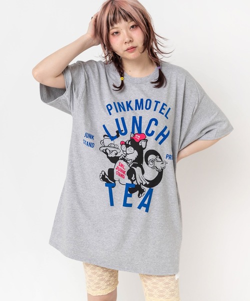 RNA(アールエヌエー)の「M2681 PINKMOTEL クロネコプリントTEE(Tシャツ/カットソー・レディース・杢グレー/ホワイト/ピンク・MEDIUM)」の6枚目の写真