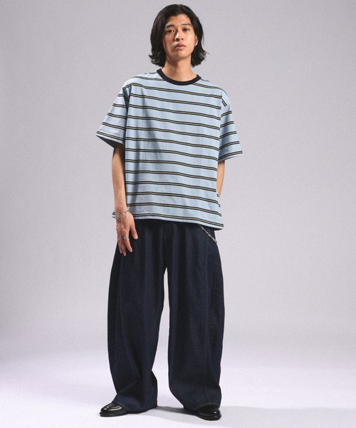 RAGEBLUE(レイジブルー)の「Multi Border TShirt/マルチボーダーTシャツ(Tシャツ/カットソー・メンズ・ホワイト/ライトブルー/ネイビー・MEDIUM/LARGE)」の15枚目の写真