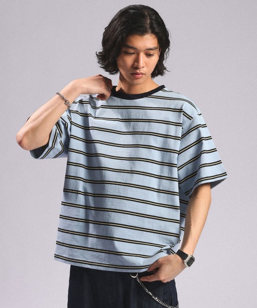 RAGEBLUE(レイジブルー)の「Multi Border TShirt/マルチボーダーTシャツ(Tシャツ/カットソー・メンズ・ホワイト/ライトブルー/ネイビー・MEDIUM/LARGE)」の20枚目の写真