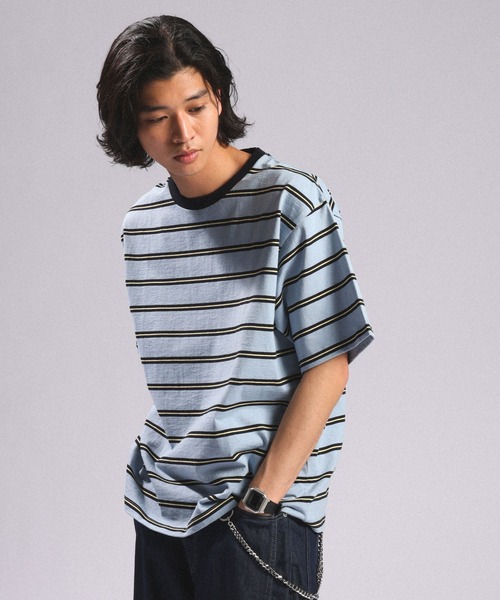 RAGEBLUE(レイジブルー)の「Multi Border TShirt/マルチボーダーTシャツ(Tシャツ/カットソー・メンズ・ホワイト/ライトブルー/ネイビー・MEDIUM/LARGE)」の21枚目の写真