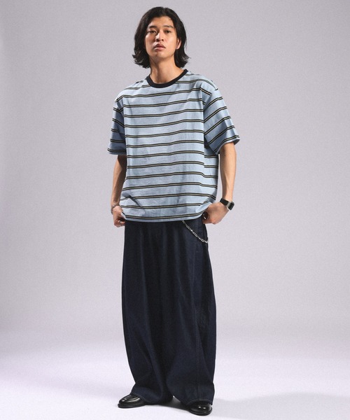 RAGEBLUE(レイジブルー)の「Multi Border TShirt/マルチボーダーTシャツ(Tシャツ/カットソー・メンズ・ホワイト/ライトブルー/ネイビー・MEDIUM/LARGE)」の17枚目の写真
