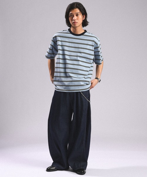 RAGEBLUE(レイジブルー)の「Multi Border TShirt/マルチボーダーTシャツ(Tシャツ/カットソー・メンズ・ホワイト/ライトブルー/ネイビー・MEDIUM/LARGE)」の16枚目の写真