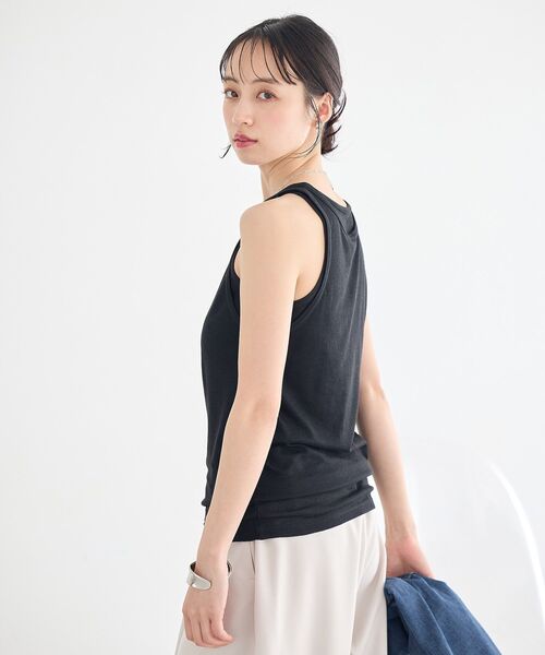 earth music&ecology（アースミュージックアンドエコロジー）の「シアーフライスレイヤードタンクトップ（タンクトップ・レディース・ブラック/ライトブルー/アイボリー/杢グレー・FREE）」の8枚目の写真