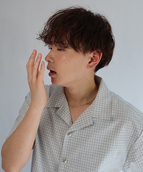 SELAN（セラン）の「【ユニセックス】オリジナルボタンチェック柄オープンカラーシャツ（シャツ/ブラウス・メンズ・ブルー/ベージュ/ホワイト・LARGE/MEDIUM）」の14枚目の写真