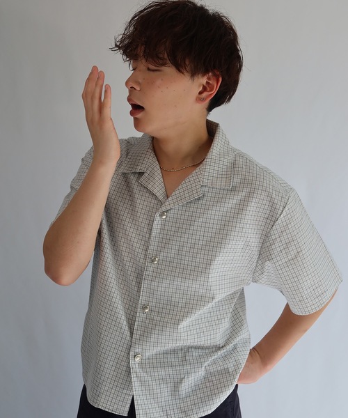 SELAN（セラン）の「【ユニセックス】オリジナルボタンチェック柄オープンカラーシャツ（シャツ/ブラウス・メンズ・ブルー/ベージュ/ホワイト・LARGE/MEDIUM）」の16枚目の写真