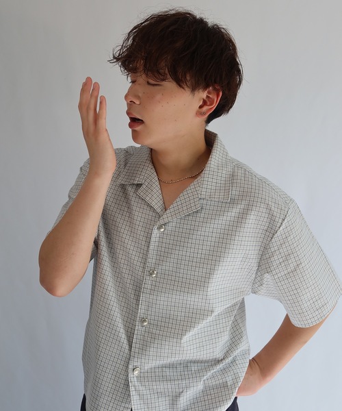 SELAN（セラン）の「【ユニセックス】オリジナルボタンチェック柄オープンカラーシャツ（シャツ/ブラウス・メンズ・ブルー/ベージュ/ホワイト・LARGE/MEDIUM）」の17枚目の写真