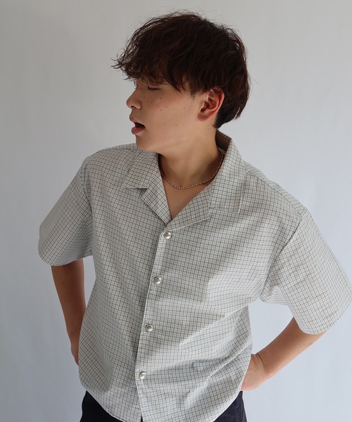 SELAN（セラン）の「【ユニセックス】オリジナルボタンチェック柄オープンカラーシャツ（シャツ/ブラウス・メンズ・ブルー/ベージュ/ホワイト・LARGE/MEDIUM）」の18枚目の写真