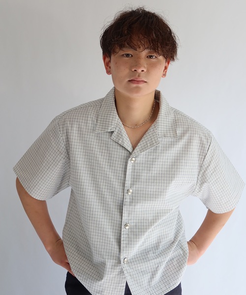 SELAN（セラン）の「【ユニセックス】オリジナルボタンチェック柄オープンカラーシャツ（シャツ/ブラウス・メンズ・ブルー/ベージュ/ホワイト・LARGE/MEDIUM）」の20枚目の写真